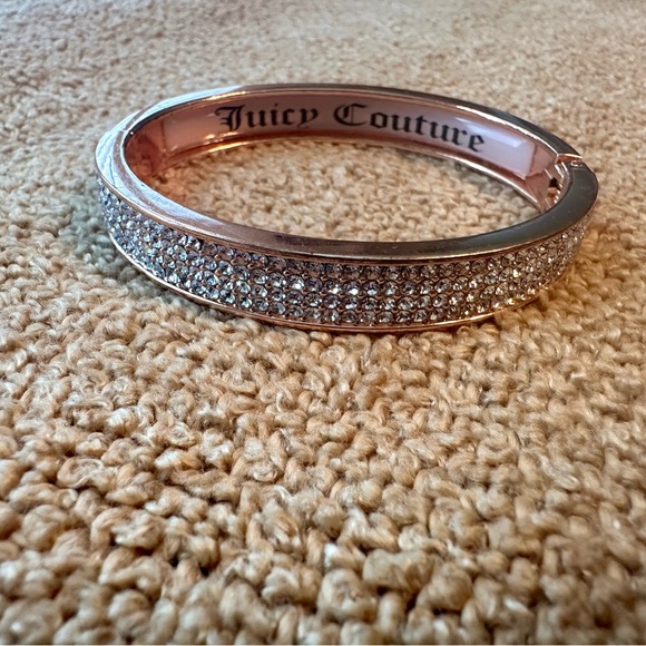 Juicy Couture Rose Gold Vintage Y2K Bangle Braclet with white pave rhine… - Picture 1 of 5